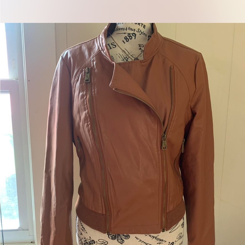 Therapy Tan Faux Leather Jacket
